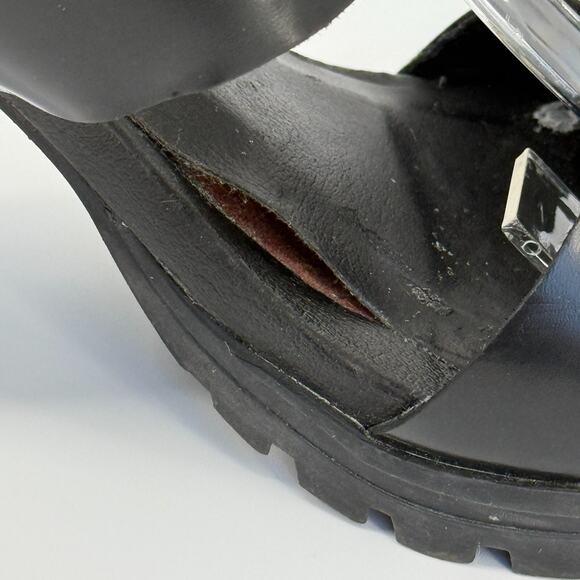 Steve Madden Women's Emil Block Heel Biker 90s Sandals Chunky Leather Size 8M - Picture 5 of 9